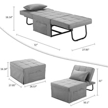Load image into Gallery viewer, Folding Ottoman Sleeper Guest Bed, 4 in 1 Multi-Function Adjustable Ottoman Bed Bench Guest Sofa Chair with Side Pocket