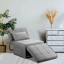 Load image into Gallery viewer, Folding Ottoman Sleeper Guest Bed, 4 in 1 Multi-Function Adjustable Ottoman Bed Bench Guest Sofa Chair with Side Pocket