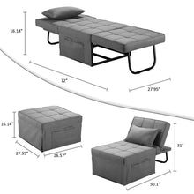 Load image into Gallery viewer, Folding Ottoman Sleeper Guest Bed, 4 in 1 Multi-Function Adjustable Ottoman Bed Bench Guest Sofa Chair with Side Pocket
