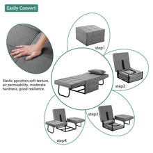 Load image into Gallery viewer, Folding Ottoman Sleeper Guest Bed, 4 in 1 Multi-Function Adjustable Ottoman Bed Bench Guest Sofa Chair with Side Pocket