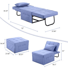 Load image into Gallery viewer, Folding Ottoman Sleeper Guest Bed, 4 in 1 Multi-Function Adjustable Ottoman Bed Bench Guest Sofa Chair with Side Pocket