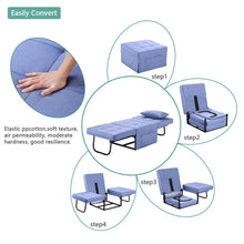 Load image into Gallery viewer, Folding Ottoman Sleeper Guest Bed, 4 in 1 Multi-Function Adjustable Ottoman Bed Bench Guest Sofa Chair with Side Pocket