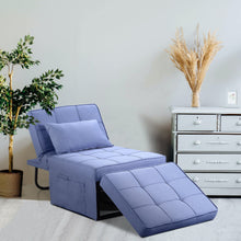 Load image into Gallery viewer, Folding Ottoman Sleeper Guest Bed, 4 in 1 Multi-Function Adjustable Ottoman Bed Bench Guest Sofa Chair with Side Pocket
