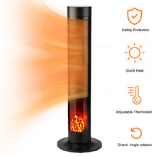 Load image into Gallery viewer, Electric Heater, with remote control switch and timing function, 45-50 degrees rotating head, with overheating protection and cutting power off function, black