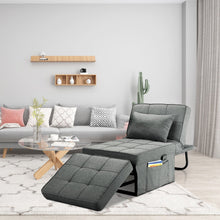 Load image into Gallery viewer, Folding Ottoman Sleeper Guest Bed, 4 in 1 Multi-Function Adjustable Ottoman Bed Bench Guest Sofa Chair with Side Pocket