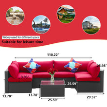 Load image into Gallery viewer, 7 Pieces Outdoor Patio Furniture sets Steel Frame PE Rattan Wicker Sectional Conversation Sofa Sets