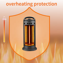 Load image into Gallery viewer, Electric Space heater, 45 degree rotating head, with safety reverse switch, optional 2-level heating, power up to 1500W, overheating protection and power down protection, black