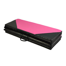 Load image into Gallery viewer, PU Leather Gymnastics Folding Mat Black & Pink Hexagon