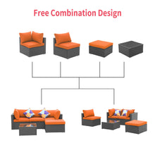 Load image into Gallery viewer, 5 Pieces Outdoor Patio Furniture sets PE Rattan Wicker Sectional Conversation Sofa Sets with Ottoman