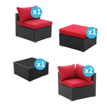 Load image into Gallery viewer, 5 Pieces Outdoor Patio Furniture sets PE Rattan Wicker Sectional Conversation Sofa Sets with Ottoman