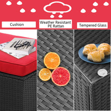 Load image into Gallery viewer, 4 Pieces Outdoor Patio Furniture Sofa Set Wicker Sectional Rattan Conversation Set with Cushion and Glass Table