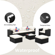 Load image into Gallery viewer, 8 Pieces Outdoor Patio Furniture Sofa Set Wicker Sectional Rattan Conversation Set with Ottoman and Glass Table