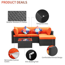 Load image into Gallery viewer, 5 Pieces Outdoor Patio Furniture sets PE Rattan Wicker Sectional Conversation Sofa Sets with Ottoman