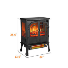 Load image into Gallery viewer, Electric Fireplace Heater, quartz tube heating, realistic flame and ember bed, remote control switch, with timing function, black