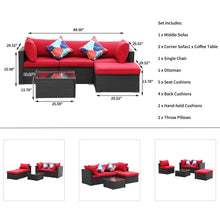 Load image into Gallery viewer, 5 Pieces Outdoor Patio Furniture sets PE Rattan Wicker Sectional Conversation Sofa Sets with Ottoman