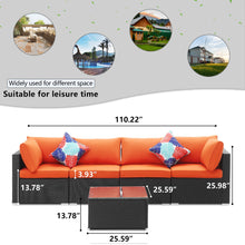 Load image into Gallery viewer, 5 Pieces Outdoor Patio Furniture sets Steel Frame PE Rattan Wicker Sectional Conversation Sofa Sets