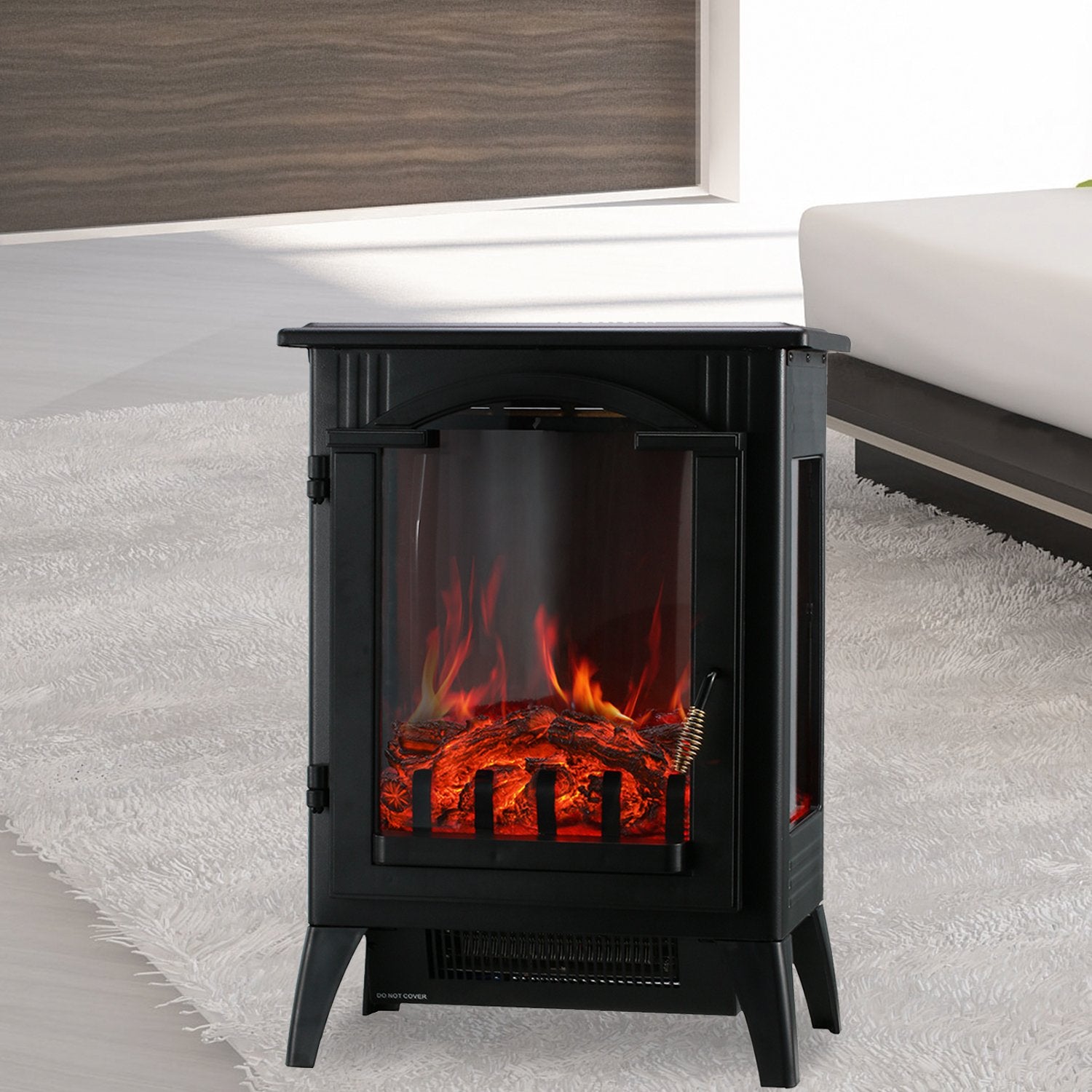 Electric Fireplace Free Standing Heater Adjustable 750W/1500W Wood Fir –  PaylessSuperstore