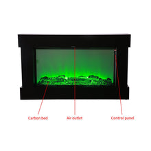 Load image into Gallery viewer, Electric Fireplace Stove with 3D Flame Adjustable Infrared Heater Thermostat with Remote Wood Metal Black 1500W 700W (38"x3.7"x22.4")