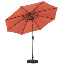 Load image into Gallery viewer, 9 ft Patio Umbrella Solar Powered LED Lighted Fade-Resistant Table Umbrella with Wind Vent and Base