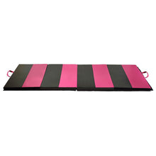 Load image into Gallery viewer, PU Leather Gymnastics Folding Mat - Magenta/Black rectangle