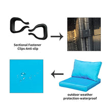 Load image into Gallery viewer, Outdoor Patio Furniture Rattan Wicker Sofa Sets w/Blue cushions and White Pillows