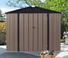 Load image into Gallery viewer, 7'x6' Outdoor Steel Garden Storage Utility Tool Shed Large Storage Space with 2 Doors & Lock (5A-GS013)