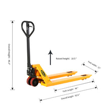 Load image into Gallery viewer, Apollolift Standard Pallet Jack Rubber PU Wheel Hydraulic Manual Pallet Truck 4400 lb. to 6600lb. Fork  48" x 21" and 48" x 27"