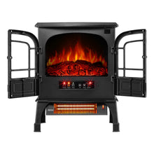 Load image into Gallery viewer, Electric Fireplace Heater, quartz tube heating, realistic flame and ember bed, remote control switch, with timing function, black