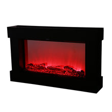Load image into Gallery viewer, Electric Fireplace Stove with 3D Flame Adjustable Infrared Heater Thermostat with Remote Wood Metal Black 1500W 700W (38"x3.7"x22.4")