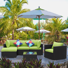 Load image into Gallery viewer, 6 Pieces Outdoor Furniture Wicker Sofa Set with Ottoman