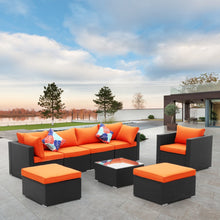 Load image into Gallery viewer, 8 Pieces Outdoor Patio Furniture Sofa Set Wicker Sectional Rattan Conversation Set with Ottoman and Glass Table