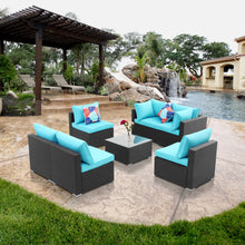 Load image into Gallery viewer, 7 Pieces Outdoor Patio Furniture sets Steel Frame PE Rattan Wicker Sectional Conversation Sofa Sets