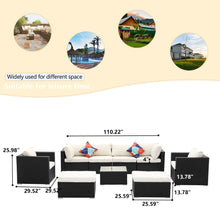 Load image into Gallery viewer, 9 Pieces Outdoor Patio Furniture Sofa Set Wicker Sectional Rattan Conversation Set with Glass Table and Ottoman