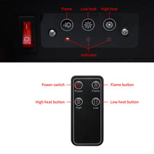 Load image into Gallery viewer, Electric Fireplace Stove with 3D Flame Adjustable Infrared Heater Thermostat with Remote Wood Metal Black 1500W 700W (38"x3.7"x22.4")