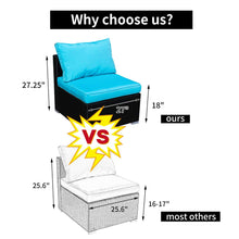 Load image into Gallery viewer, Outdoor Patio Furniture Rattan Wicker Sofa Sets w/Blue cushions and White Pillows