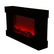 Load image into Gallery viewer, Electric Fireplace Stove with 3D Flame Adjustable Infrared Heater Thermostat with Remote Wood Metal Black 1500W 700W (38"x3.7"x22.4")