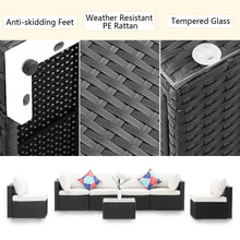 Load image into Gallery viewer, 7 Pieces Outdoor Patio Furniture sets Steel Frame PE Rattan Wicker Sectional Conversation Sofa Sets