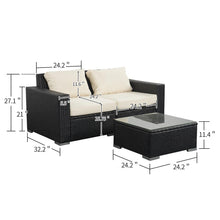 Load image into Gallery viewer, Outdoor Patio Furniture Set PE Rattan Wicker Sectional Sofa - Beige Cushions