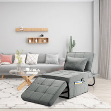Load image into Gallery viewer, Folding Ottoman Sleeper Guest Bed, 4 in 1 Multi-Function Adjustable Ottoman Bed Bench Guest Sofa Chair with Side Pocket