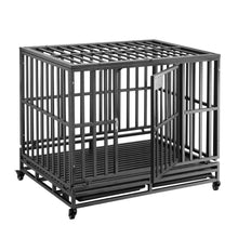 Load image into Gallery viewer, 38”/42”/46” Dog Cage Crate Kennel Heavy Duty Tear Resistant Square Tube with Four Wheels for Large Dogs Easy to Install