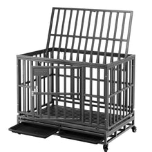 Load image into Gallery viewer, 38”/42”/46” Dog Cage Crate Kennel Heavy Duty Tear Resistant Square Tube with Four Wheels for Large Dogs Easy to Install