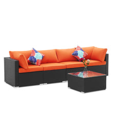 Load image into Gallery viewer, 5 Pieces Outdoor Patio Furniture sets Steel Frame PE Rattan Wicker Sectional Conversation Sofa Sets
