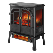 Load image into Gallery viewer, Electric Fireplace Heater, quartz tube heating, realistic flame and ember bed, remote control switch, with timing function, black