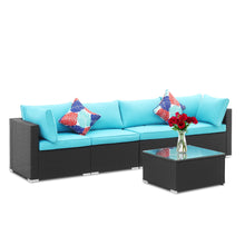 Load image into Gallery viewer, 5 Pieces Outdoor Patio Furniture sets Steel Frame PE Rattan Wicker Sectional Conversation Sofa Sets