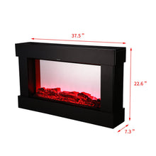 Load image into Gallery viewer, Electric Fireplace Stove with 3D Flame Adjustable Infrared Heater Thermostat with Remote Wood Metal Black 1500W 700W (38"x3.7"x22.4")