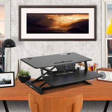 Load image into Gallery viewer, Height Adjustable Electric Standing Gaming Desk On Desk Converter
