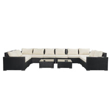 Load image into Gallery viewer, Outdoor Patio Furniture Set PE Rattan Wicker Sectional Sofa - Beige Cushions