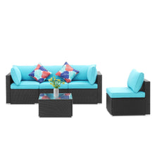 Load image into Gallery viewer, 5 Pieces Outdoor Patio Furniture sets Steel Frame PE Rattan Wicker Sectional Conversation Sofa Sets