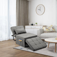 Load image into Gallery viewer, Folding Ottoman Sleeper Guest Bed, 4 in 1 Multi-Function Adjustable Ottoman Bed Bench Guest Sofa Chair with Side Pocket