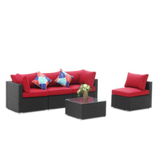 Load image into Gallery viewer, 5 Pieces Outdoor Patio Furniture sets Steel Frame PE Rattan Wicker Sectional Conversation Sofa Sets